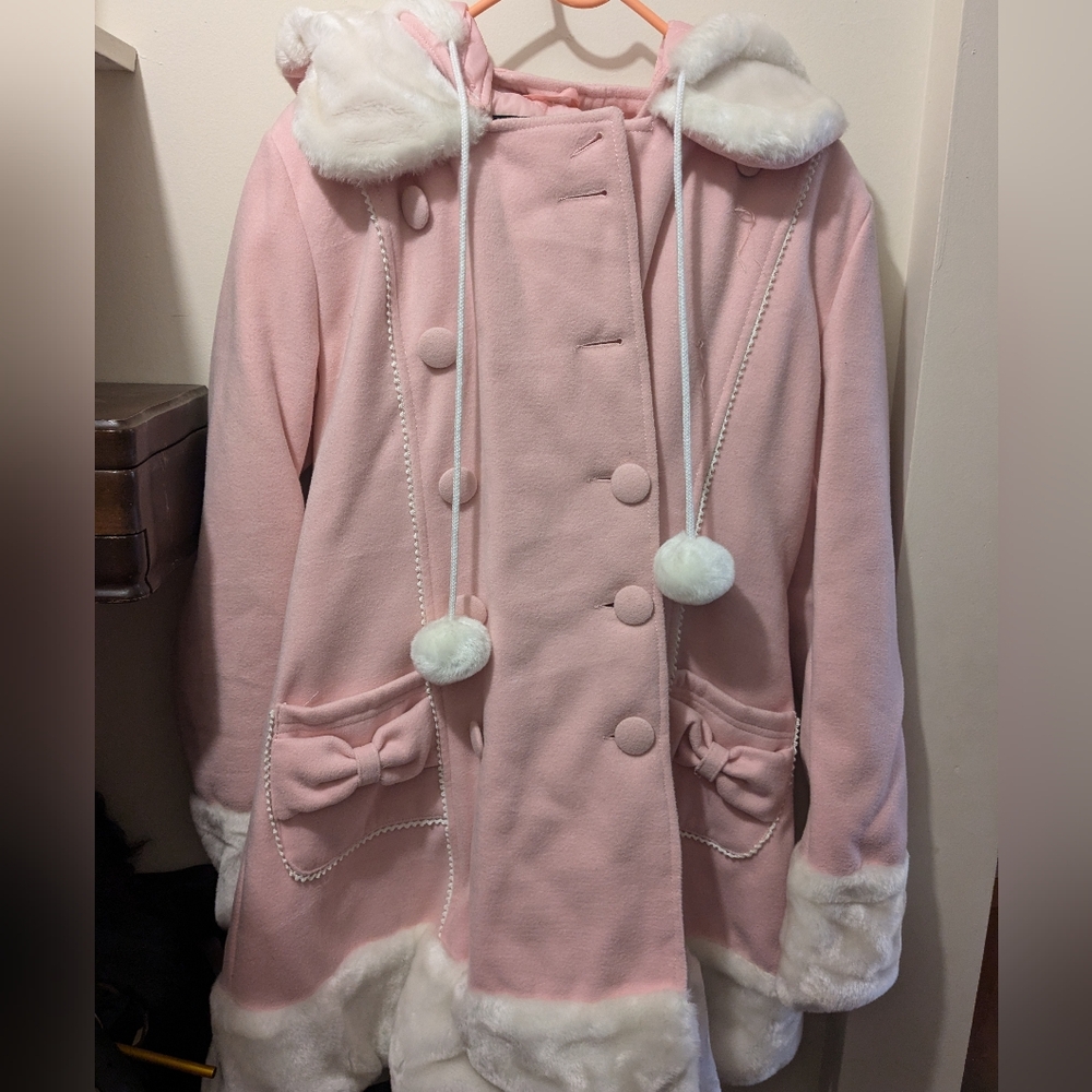 Hell Bunny Sarah Jane Coat - Pink And White